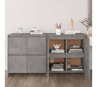 YITHOPI Credenze, 2 pezzi, grigio cemento, armadietto per la casa, piccolo armadio, multiuso, per camera da letto, soggiorno, cucina, 70 x 41 x 75 cm, in legno