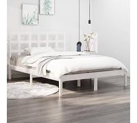 YITHOPI Elegante Telaio Telaio Letto Singolo Giroletto Matrimoniale Giroletto Bianco in Legno Massello 160x200 cmAdatto per agriturismo, hotel, camera da letto