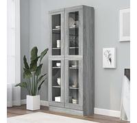 YITHOPI Mobile Vetrina,libreria divisorio Libreria multiuso Libreria con ante Adatto a soggiorno, camera da letto, studio, corridoio, ufficio, ecc Grigio Sonoma 82,5x30,5x185,5 Legno Multistrato