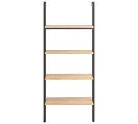 YITHOPI Scaffale Pendente 4 Livelli,Libreria per il soggiorno Libreria a scala scaffali da parete Adatta a camere da letto, sale studio, hotel, ristoranti, ecc Marrone Chiaro e Nero 64x35x152,5cm
