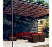 YITHOPI Set da 10 pezzi da giardino con cuscino, in polyrattan, colore marrone, set di mobili da giardino, per esterni, per giardini, terrazze, prati, ponti