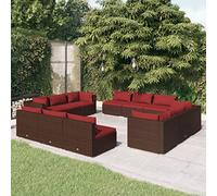 YITHOPI Set da 12 pezzi di mobili da giardino con cuscino, in polyrattan, marrone, set di mobili da giardino, lounge, mobili per esterni, per giardini, terrazze, prati, ponti