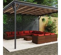 YITHOPI Set di 12 mobili da giardino con cuscino, in polyrattan, marrone, set di mobili da giardino, per esterni, per giardini, terrazze, prati, ponti