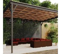 YITHOPI Set di 12 mobili da giardino con cuscino, in polyrattan, marrone, set di mobili da giardino, per esterni, per giardini, terrazze, prati, ponti