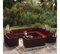 YITHOPI Set di 12 mobili da giardino con cuscino, marrone, in polyrattan, per giardini, terrazze, prati, ponti