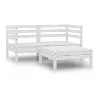 YITHOPI Set di 3 mobili da giardino in legno massiccio di pino bianco, mobili da giardino, per esterni, per giardini, terrazze, prati, ponti