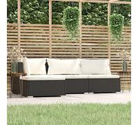 YITHOPI Set di 4 mobili da giardino con cuscini, colore nero, in polyrattan, da giardino, per esterni, per giardini, terrazze, prati, ponti