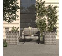YITHOPI Set di 4 mobili da giardino con cuscino, in polyrattan, colore grigio, mobili da giardino, per esterni, per giardini, terrazze, prati, ponti