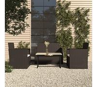 YITHOPI Set di 4 mobili da giardino con cuscino, in polyrattan, colore nero, mobili da giardino, per esterni, per giardini, terrazze, prati, ponti