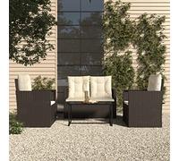 YITHOPI Set di 4 mobili da giardino con cuscino, in polyrattan, colore nero, mobili da giardino, per esterni, per giardini, terrazze, prati, ponti