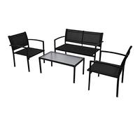 YITHOPI Set di 4 mobili per interni ed esterni, da giardino, in acciaio al carbonio e tessuto textilene, con tavolo da tè, divano e 2 sedie per 4 persone, colore nero