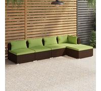 YITHOPI Set di 5 mobili da giardino con cuscino, in polyrattan, marrone, set di mobili da giardino, lounge, mobili per esterni, per giardini, terrazze, prati, ponti