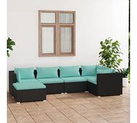 YITHOPI Set di 6 mobili da giardino con cuscino, in polyrattan, nero, set di mobili da giardino, lounge, mobili per esterni, per giardini, terrazze, prati, ponti