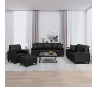 YITHOPI Set di Divani 4 pz con Cuscini Nero in Similpelle Divano da salotto Divano per ufficio Divano per il soggiorno Adatto a soggiorno, ufficio, hotel