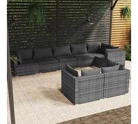 YITHOPI Set di mobili da giardino con cuscino, grigio, in rattan sintetico, set di mobili da giardino, per esterni, per giardini, terrazze, prati, ponti