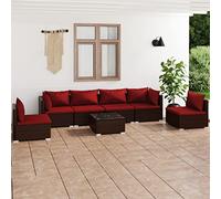 YITHOPI Set di mobili da giardino con cuscino, in polyrattan, marrone, set di mobili da giardino, lounge, mobili da esterni, per giardini, terrazze, prati, ponti