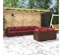 YITHOPI Set di mobili da giardino con cuscino, in polyrattan, marrone, set di mobili da giardino, per esterni, per giardini, terrazze, prati, ponti