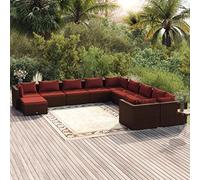 YITHOPI Set di mobili da giardino con cuscino, in rattan sintetico, marrone, set di mobili da giardino, per esterni, per giardini, terrazze, prati, ponti
