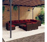 YITHOPI Set di mobili da giardino con cuscino, in rattan sintetico, marrone, set di mobili da giardino, per esterni, per giardini, terrazze, prati, ponti