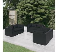 YITHOPI Set di mobili da giardino con cuscino, in rattan sintetico, nero, set di mobili da giardino, per esterni, per giardini, terrazze, prati, ponti