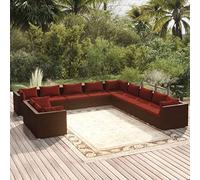 YITHOPI Set di mobili da giardino con cuscino, marrone, in polyrattan, da giardino, per esterni, per giardini, terrazze, prati, ponti