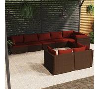YITHOPI Set di mobili da giardino con cuscino, marrone, in polyrattan, set di mobili da giardino, per esterni, per giardini, terrazze, prati, ponti