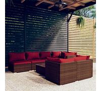 YITHOPI Set di mobili da giardino con cuscino, marrone, in polyrattan, set di mobili da giardino, per esterni, per giardini, terrazze, prati, ponti
