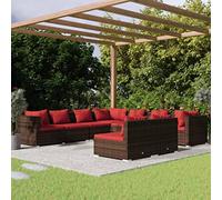 YITHOPI Set di mobili da giardino con cuscino, marrone, in polyrattan, set di mobili da giardino, per esterni, per giardini, terrazze, prati, ponti