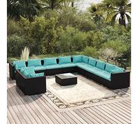 YITHOPI Set di mobili da giardino con cuscino, nero, in polyrattan, da giardino, per esterni, per giardini, terrazze, prati, ponti