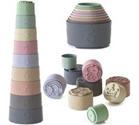 Yitical Impilabili Giocattoli Bambini 9 Pezzi 3-6-12 Mesi, Bambino Montessori Educativi Impilabili in Silicone Morbido, Giochi Dentizione Neonato, Regali Bimba Bimbo 1 2 Anno