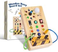 Yitical Montessori Giochi Bambini 1 Anno 2 3 Anni, Busy Board per attività in Legno Gioco con 8 Interruttori 15 Luci a LED, Regalo Bambino 1 Anno