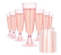 YITONGFU 20Pcs Bicchiere di Champagne rosa ，Flute da Champagne in Plastica,bicchieri da champagne in plastica，Tazze di Plastica rosa Riutilizzabili per Champagne per Feste, Matrimoni, Natale150ml