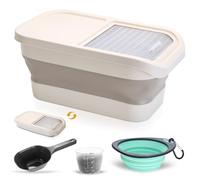 YITYDaMai Contenitore Crocchette Cane, Porta Crocchette per Cani 5 kg, Contenitore Cibo Cani Pieghevole per Alimenti Croccantini Cibo Animali Domestici Riso + Paletta/Misurino/Ciotola Pieghevole