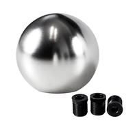 YIUIY Pomello del cambio rotondo universale, in alluminio, finitura cromata, con 3 adattatori, compatibile con auto a trasmissione manuale e automatica (argento)