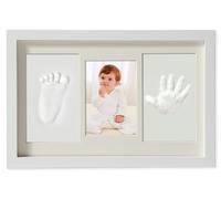 Yiukou Cornice Impronta Mani e Piedi Neonati con Argilla, Cornice Impronte Neonato Personalizzabile,Kit Impronte Neonato Ideale per Regalo Neonato Maschio e Regalo Neonata Femmina-Bianco