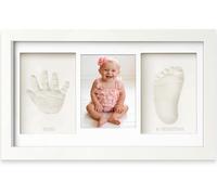 Yiukou Cornice Impronta Mani e Piedi Neonati con Argilla, Cornice Impronte Neonato Personalizzabile,Kit Impronte Neonato Ideale per Regalo Neonato Maschio e Regalo Neonata Femmina-Bianco