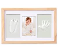 Yiukou Cornice Impronta Mani e Piedi Neonati con Argilla, Cornice Impronte Neonato Personalizzabile,Kit Impronte Neonato Ideale per Regalo Neonato Maschio e Regalo Neonata Femmina-Quercia