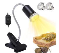Yiukou Lampada Termica per Tartarughe, Temperatura Regolabile, con 2 Lampadine Alogene da 50 W Uva Uvb, Lampada Per Rettili e Anfibi, Luce Gialla
