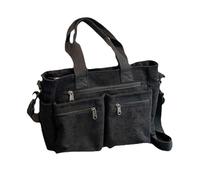 YIUPEDRFG Borsa da donna a righe con tasca frontale con cerniera, versatile borsa a tracolla in tela, a tracolla semplice da donna, Nero , As described