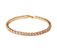 YIUPEDRFG Bracciale da donna in argento sterling 925 color oro argento per molte occasioni Bracciale tennis in rame con zirconi cubici, KC Oro Champagne 19