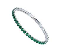 YIUPEDRFG Bracciale da donna in argento sterling 925 color oro argento per molte occasioni Bracciale tennis in rame con zirconi cubici, verde platino 19 cm