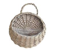 YIUPEDRFG Cesto Appeso Intrecciato, Cesto di Fiori in Rattan, Contenitore per Piante, Elegante e Pratico, Vaso da Parete Rustico, Contenitore per Fiori da Parete per Patio, Portico, Prato, M