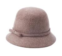 YIUPEDRFG Elegante cappello da pescatore in feltro di lana, caldo cappello invernale per le donne, perfetto per le feste del tè, con splendido fiocco cucito, per balli di fine anno, sfilate moda,