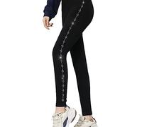 YIUPEDRFG Leggings con Strass Invernali Pantaloni da bottino Femminili Lucidi Pantaloni Casual Dimagranti Fondo Lungo Capispalla Fodera in Pile Collant Caldi, Cristallo Bianco 4