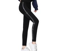 YIUPEDRFG Leggings con strass invernali Pantaloni da bottino femminili lucidi Pantaloni casual dimagranti Fondo lungo Capispalla Fodera in pile Collant caldi, Cristallo bianco 2