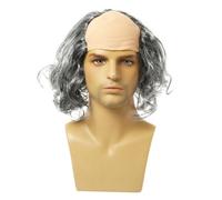 YIUPEDRFG Parrucca da scienziato pazzo calvo, parrucca da vecchio, accessorio per feste di Halloween, esperienze memorabili, leggera, comoda per tutti, scienziato pazzo calvo, capelli grigi ricci