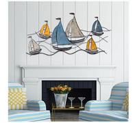 Yiustldd Decorazione da Parete in Metallo 3D a Forma di Barca a Vela, Scultura da Parete in Metallo a Forma di Barca a Vela costiera per Soggiorno, Camera da Letto, Sala da Pranzo