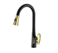 YIVELYYZG Rubinetto da cucina in ottone estraibile per lavello da cucina, 2 modalità, miscelatore da cucina per acqua calda e fredda, adatto per lavello da cucina, un buon aiuto per la famiglia, oro