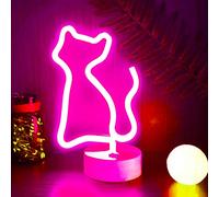 YIVIYAR LED Insegne al Neon Gatto Neon Light Insegna al Neon, USB o Battery Luce al Neon LED Light per Bedroom con Base Decorazione da Parete per Natale, Festa di Compleanno, Cameretta