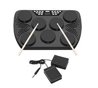 YIWENG Electronic Drum Kit,Batteria elettronica portatile multifunzione Set 7 pad sensibili alla velocità Tamburo da tavolo 2 altoparlanti integrati Stereo ricaricabile Supporto per pad del tamburo pe